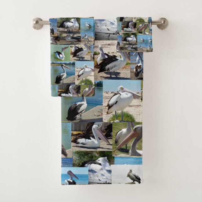 Pelican Photo Collage, Bath Towel Set (Insitu)