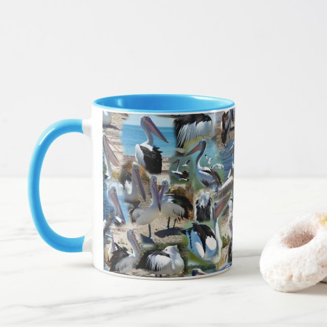 Pelican Photo Collarge,_Blue Mug (With Donut)