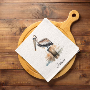 Pelican standing on a pole customisable napkin