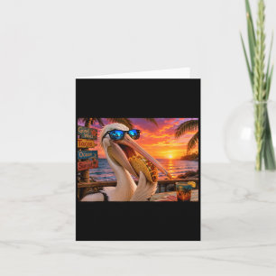 Pelican Taco Sunset Beach Funny Trocal Bird Art Card