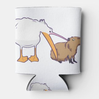 Pelican Tries to Eat Capybara Funny Cute Kawaii Can Cooler
