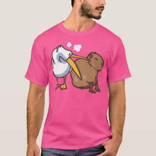 Pelican Tries To Eat Capybara Funny Cute Kawaii Me T-Shirt