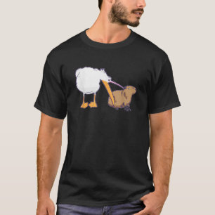 Pelican Tries to Eat Capybara Funny Cute Kawaii Me T-Shirt