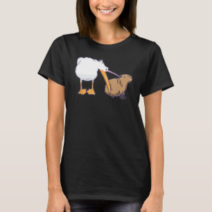 Pelican Tries to Eat Capybara Funny Cute Meme T-Shirt