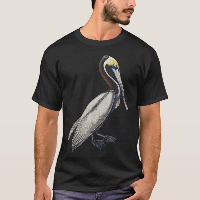 Pelican  Vintage Bird Graphic  Brown Pelican T-Shirt (Front)