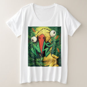 Pelican vs Frog Swamp Never Give Up Funny T-Shirt Plus Size T-Shirt