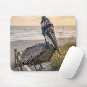 Pelican Wearing a Winter Hat Mouse Pad