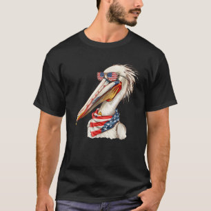 Pelican Wearing USA Flag Patriotic Sunglasses 4th  T-Shirt