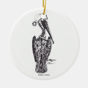 Pelican with Hat Ceramic Tree Decoration