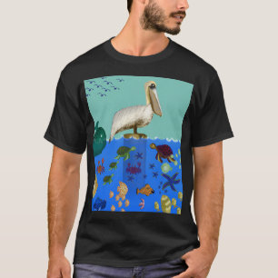 Pelicanâ€™s Coastal View Whimsical Sea Life Art T-Shirt