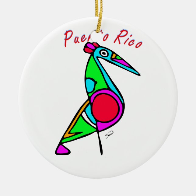 Pelícano Taíno Ceramic Tree Decoration (Front)