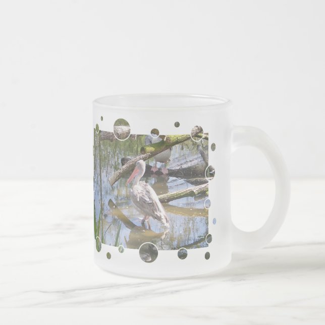 PELICANS FROSTED GLASS COFFEE MUG (Right)