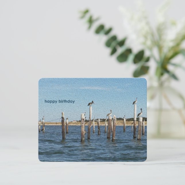 Pelicans Happy Birthday Card (Standing Front)