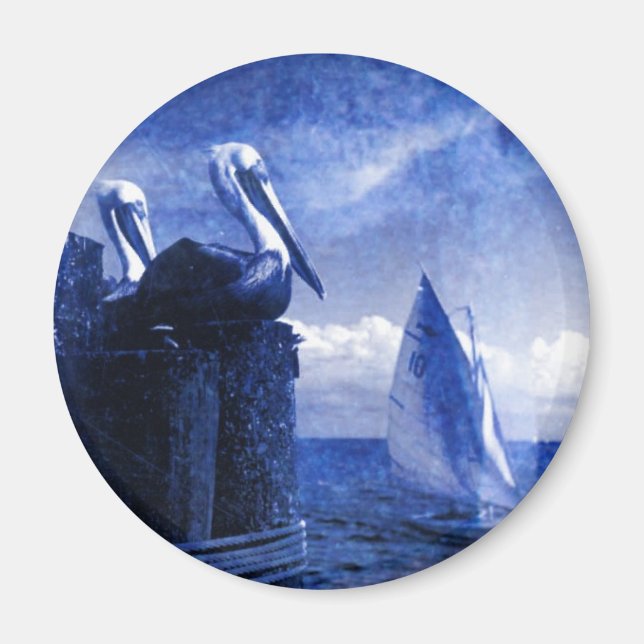 Pelicans In Blue Magnet (Front)