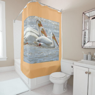 Pelicans Nature Photography Mississippi River Shower Curtain