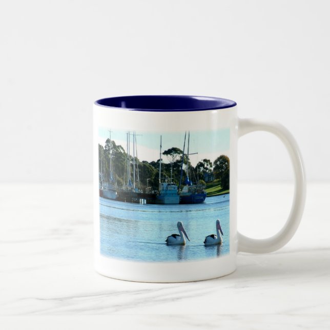 Pelicans pals Two-Tone coffee mug (Right)