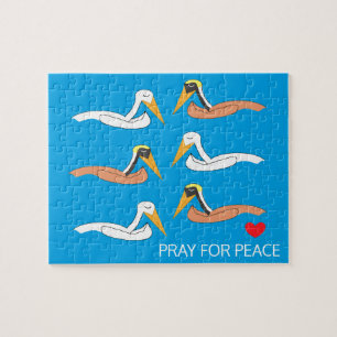Pelicans Praying for Peace Jigsaw Puzzle
