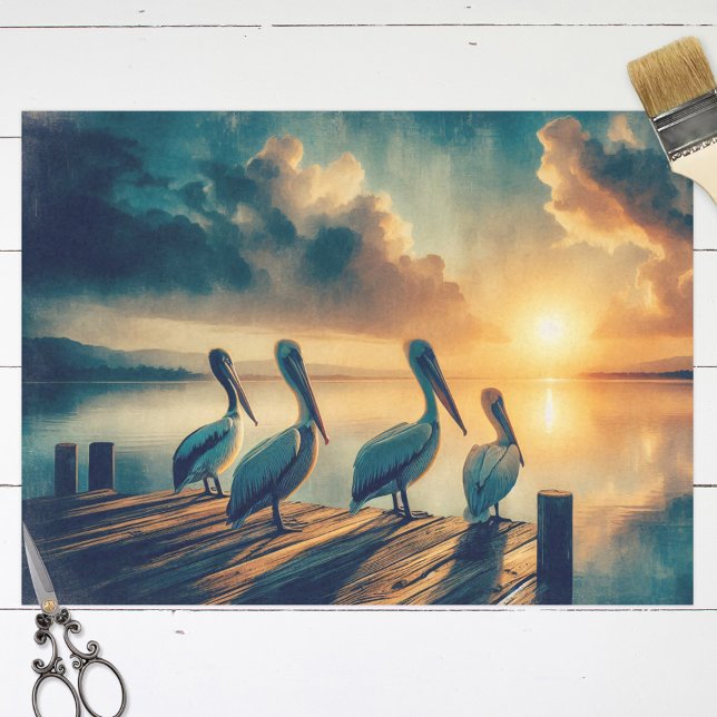Pelicans Watching the Sunset Decoupage Tissue Paper (Creator Uploaded)