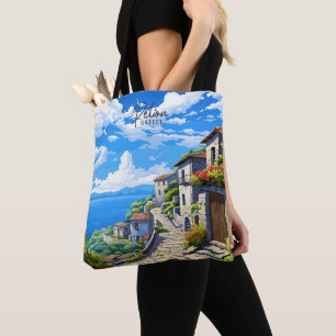 Pelion Greece Vintage Art Travel Illustration Tote Bag