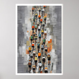 Peloton Bicycle Art Poster Muted Gray, Rhythmic