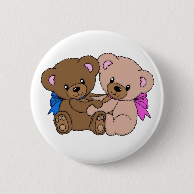 Peluche bears 6 cm round badge (Front)