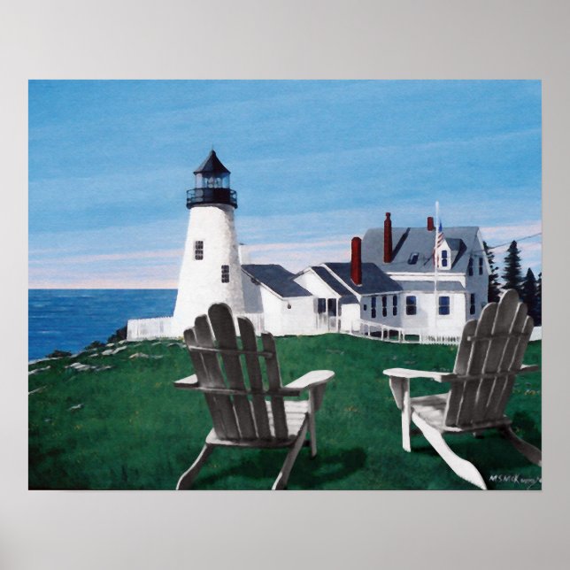 Pemaquid Light and two Chairs Giclee Print/Poster Poster (Front)