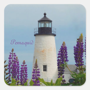 Pemaquid Point Light Bristol Maine Lighthouse Square Sticker