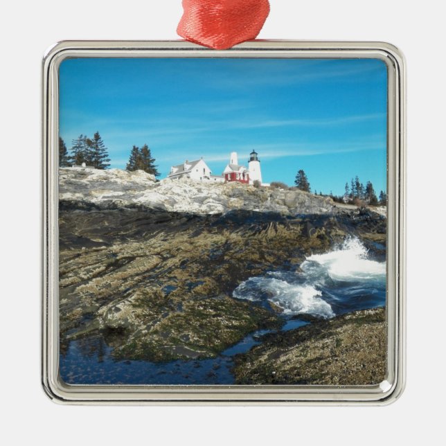 Pemaquid Point Lighthouse 14 Metal Tree Decoration (Front)