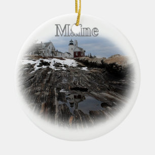 Pemaquid Point Lighthouse Maine Ceramic Tree Decoration
