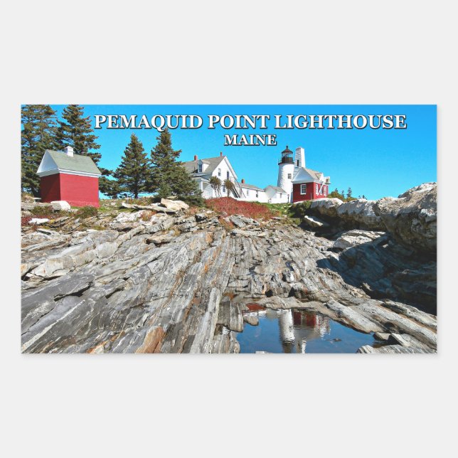 Pemaquid Point Lighthouse, Maine Rectangular Sticker (Front)