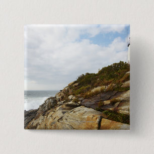 Pemaquid Point Lighthouse on a Rocky Hillside 15 Cm Square Badge