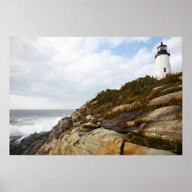 Pemaquid Point Lighthouse on a Rocky Hillside Poster (Front)
