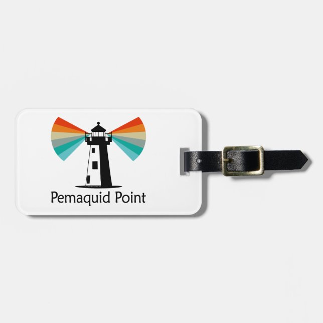 Pemaquid Point Lighthouse Rainbow Luggage Tag (Front Horizontal)