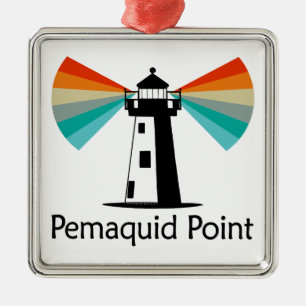 Pemaquid Point Lighthouse Rainbow Metal Tree Decoration