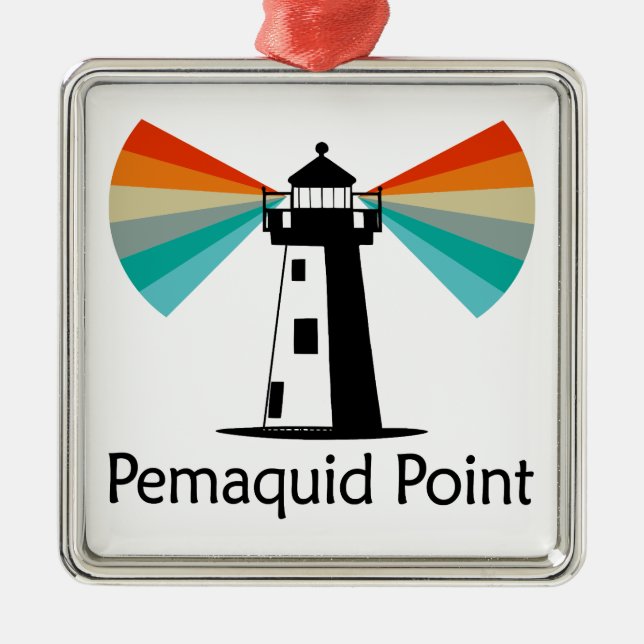 Pemaquid Point Lighthouse Rainbow Metal Tree Decoration (Front)