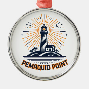 Pemaquid Point Lighthouse Sunrise Metal Tree Decoration