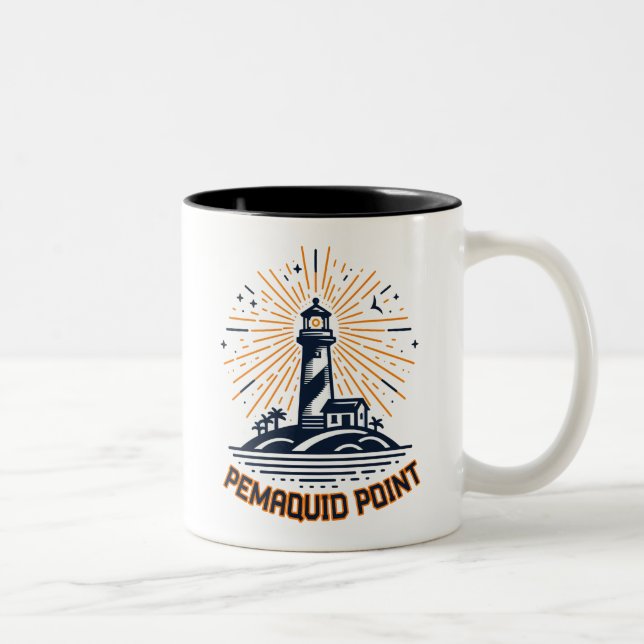 Pemaquid Point Lighthouse Sunrise Two-Tone Coffee Mug (Right)