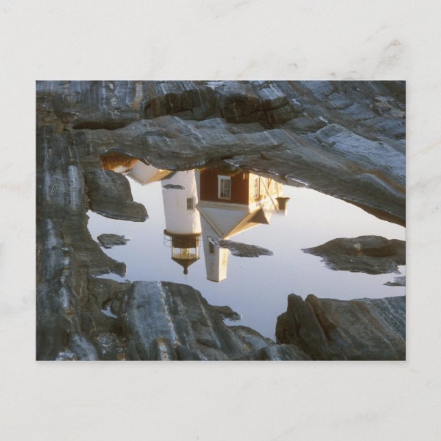 Pemaquid Point Lighthouse Tide Pool Reflection Postcard (Front)