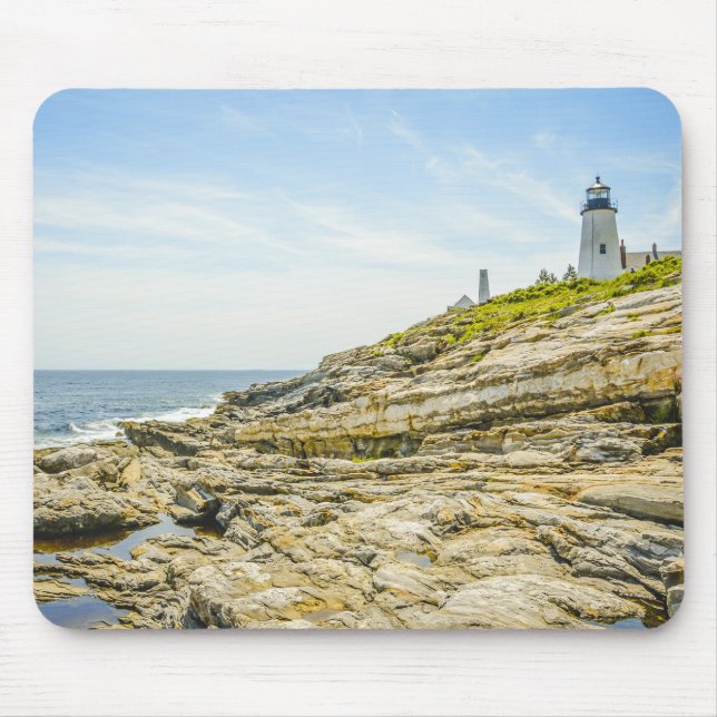 Pemaquid Point Maine Lighthouse and Ocean Mouse Pad (Front)