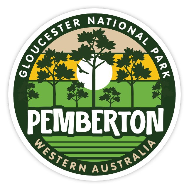 Pemberton, Western Australia Sticker (Pemberton, Gloucester National Park Western Australia Retro Round Sticker)