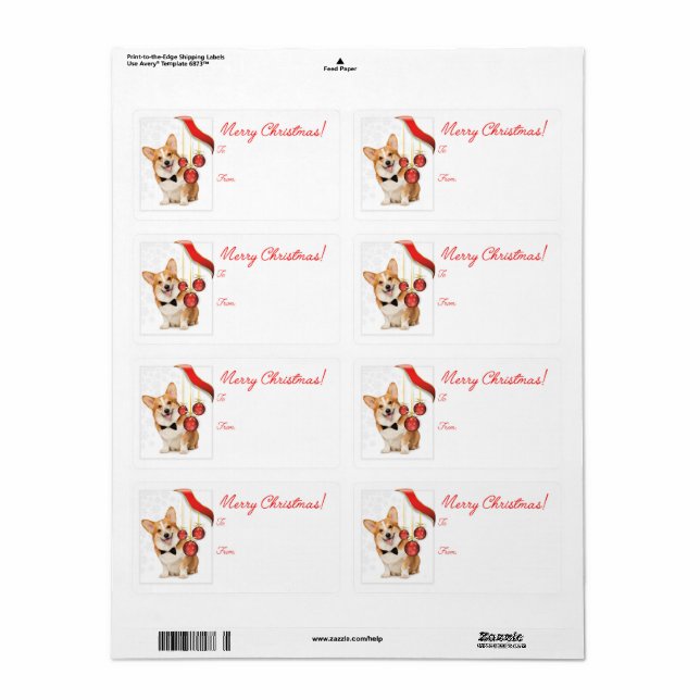 Pembroke Corgi Christmas Gift Labels (Full Sheet)