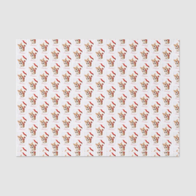Pembroke Corgi Christmas Tissue Paper (Front)