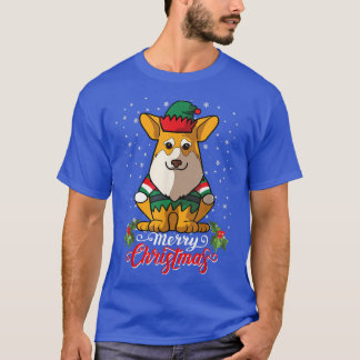 Pembroke Corgi Dog Greets Merry Christmas Santa Co T-Shirt
