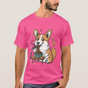 Pembroke Funny Welsh Corgi Dog Eating Ramen Lovers T-Shirt