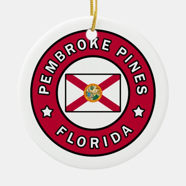 Pembroke Pines Florida Ceramic Tree Decoration (Front)