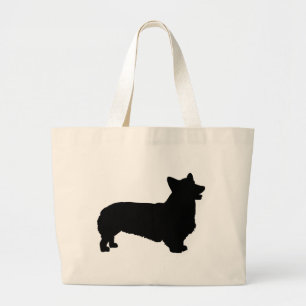 Pembroke Welsh Corgi (black) Large Tote Bag