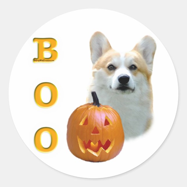 Pembroke Welsh Corgi Boo Classic Round Sticker (Front)
