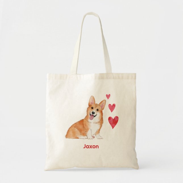 Pembroke Welsh Corgi Custom Pet Name   Tote Bag (Front)