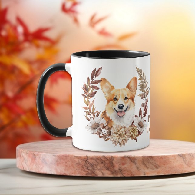 Pembroke Welsh Corgi Dog Autumn Wreath Mug (Creator Uploaded)
