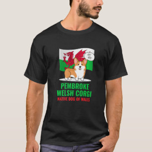 Pembroke Welsh Corgi Dog Barking Wales Flag T-Shirt
